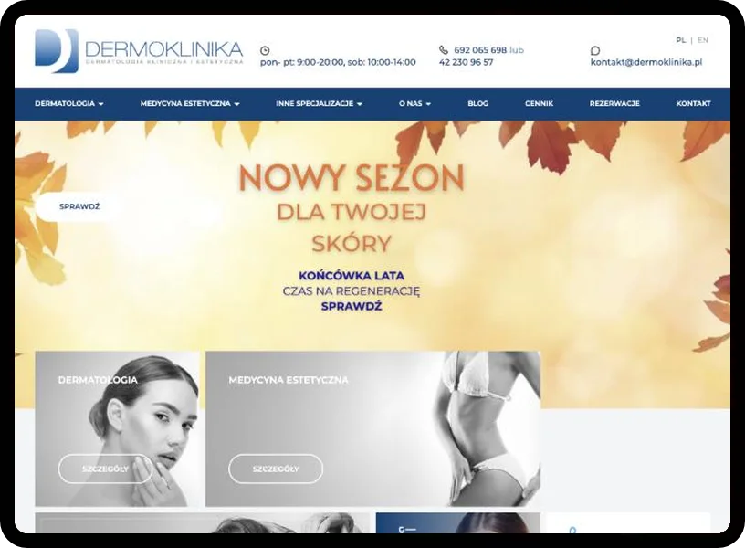 Strona salonu beauty na tablecie