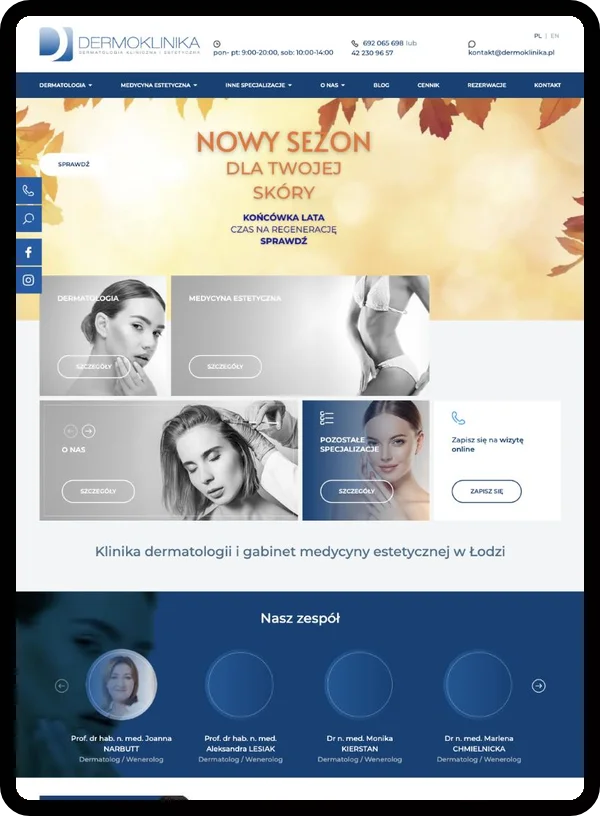 Strona salonu beauty na telefonie