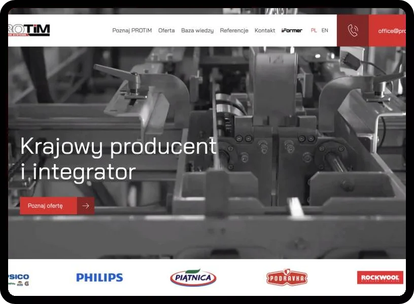 Strona firmy produkcyjnej na komputerze