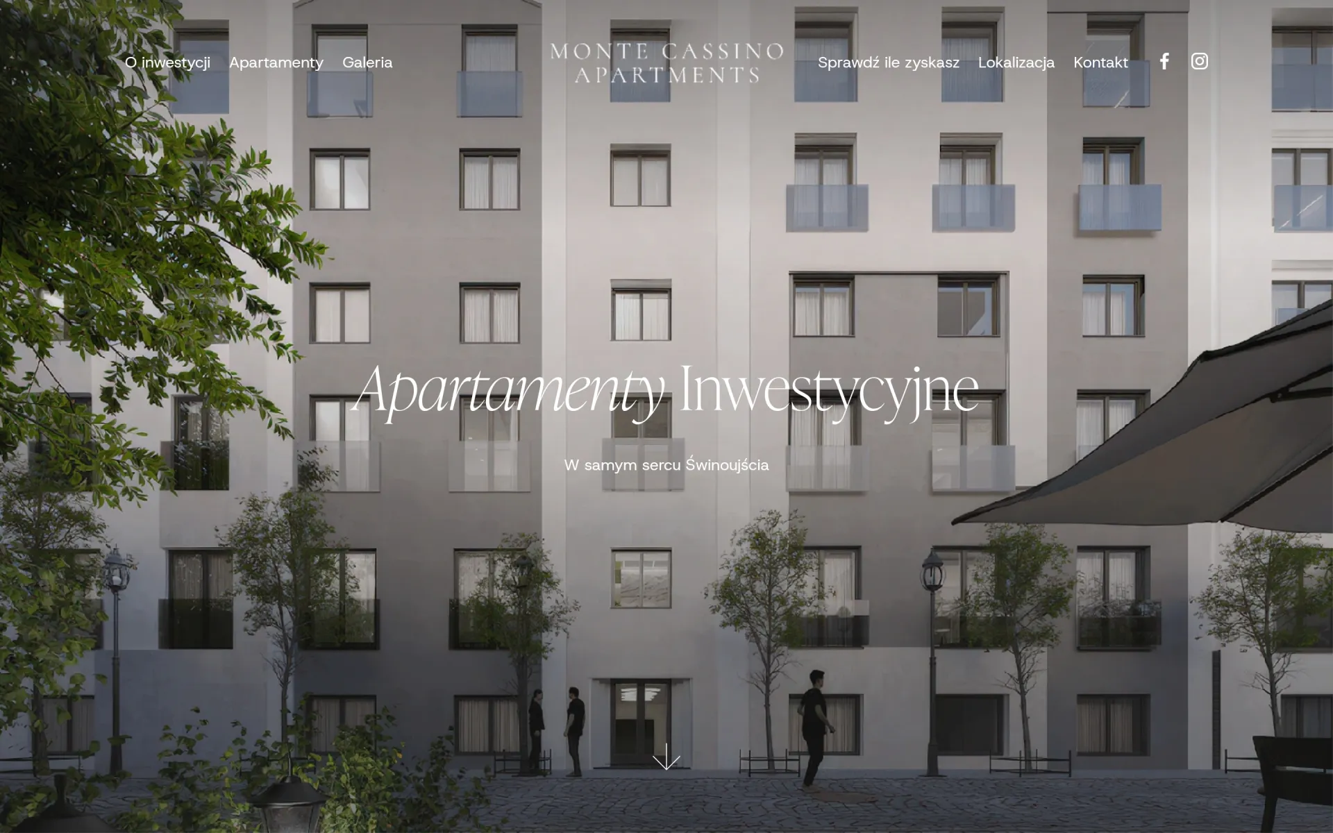 Przewijanie strony głównej montecassino-apartments.pl na komputerze