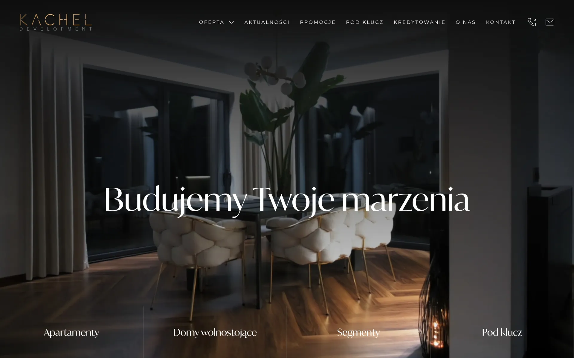 Strona główna kachel.com z wideo w tle na komputerze