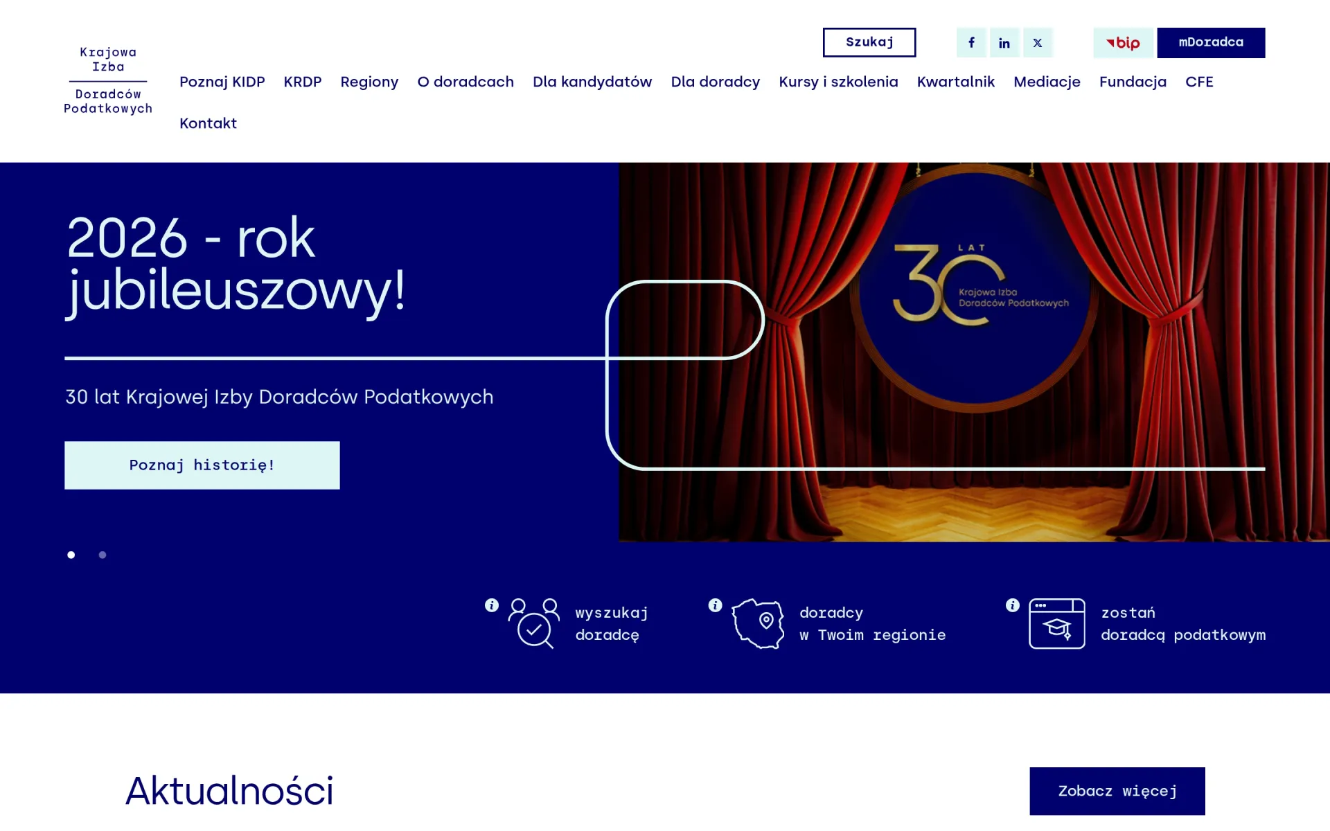 Przewijanie strony głównej kidp.pl na komputerze