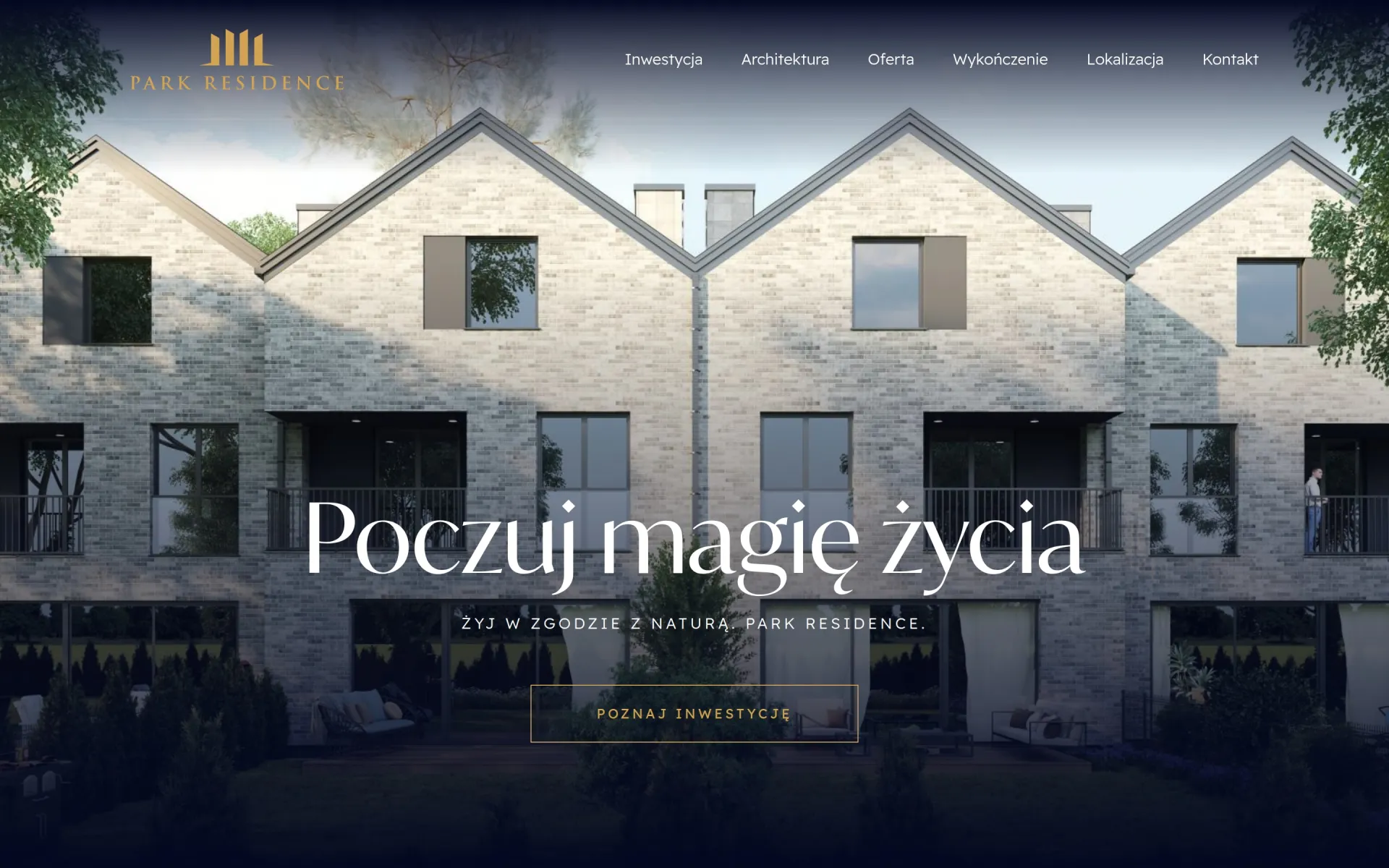 Przewijanie strony głównej parkresidence.com.pl na komputerze