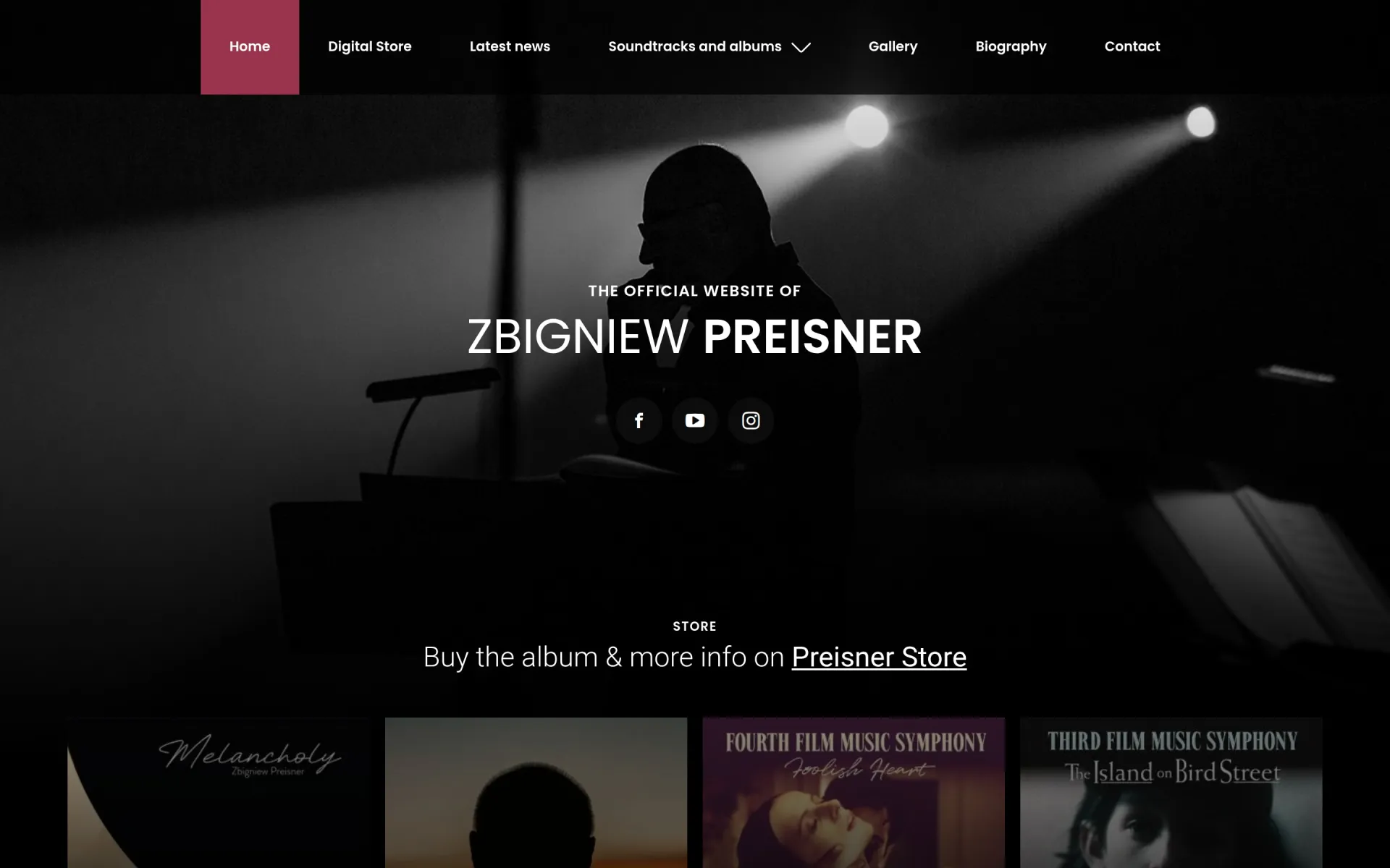 Przewijanie strony głównej preisner.com na komputerze