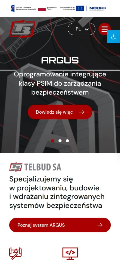 Strona główna telbud.pl na telefonie