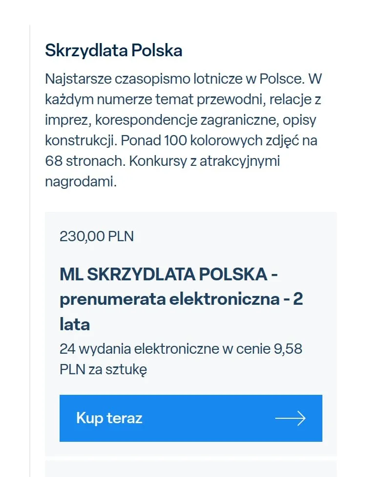 Wariant prenumeraty elektronicznej na telefonie