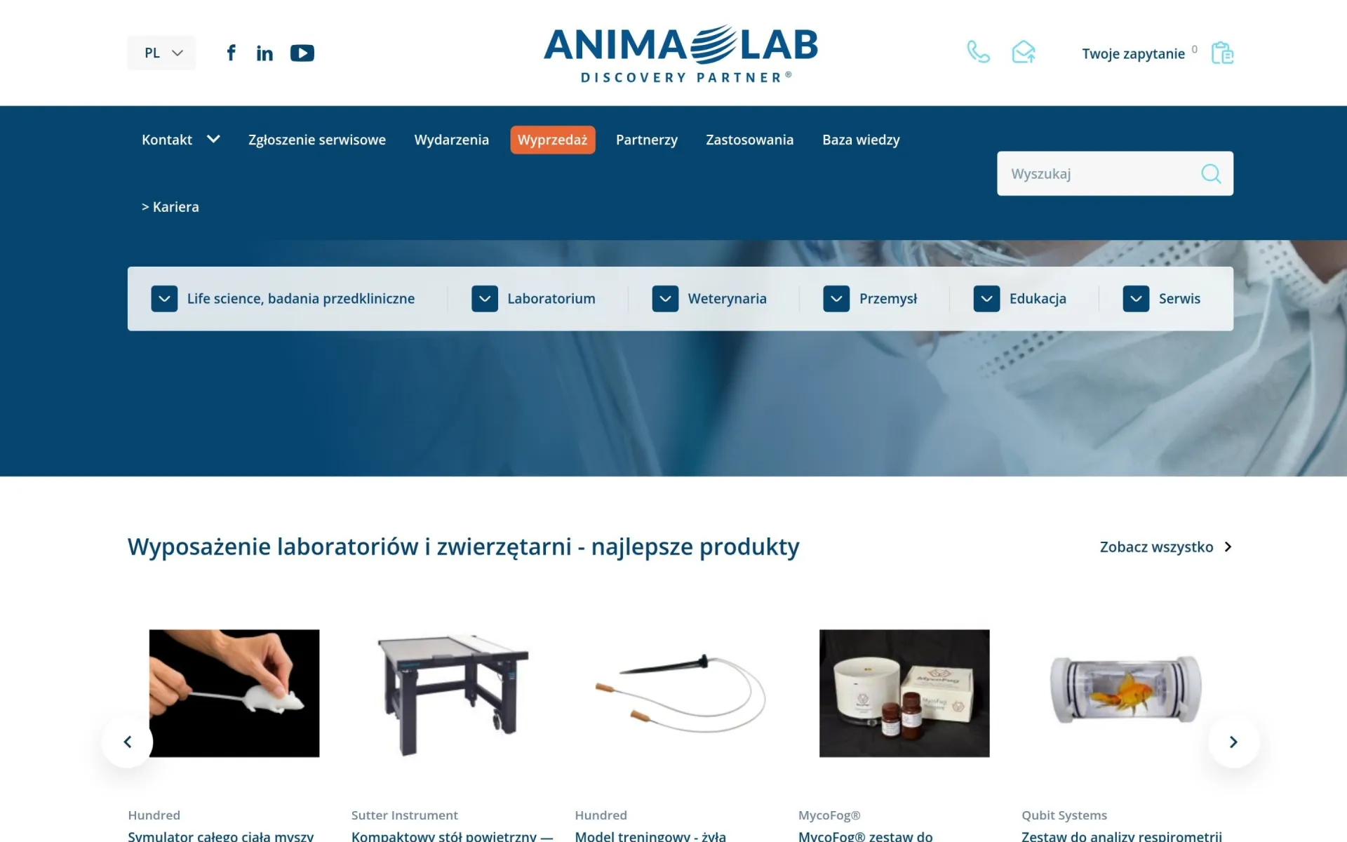 Przewijanie strony głównej animalab.pl na komputerze