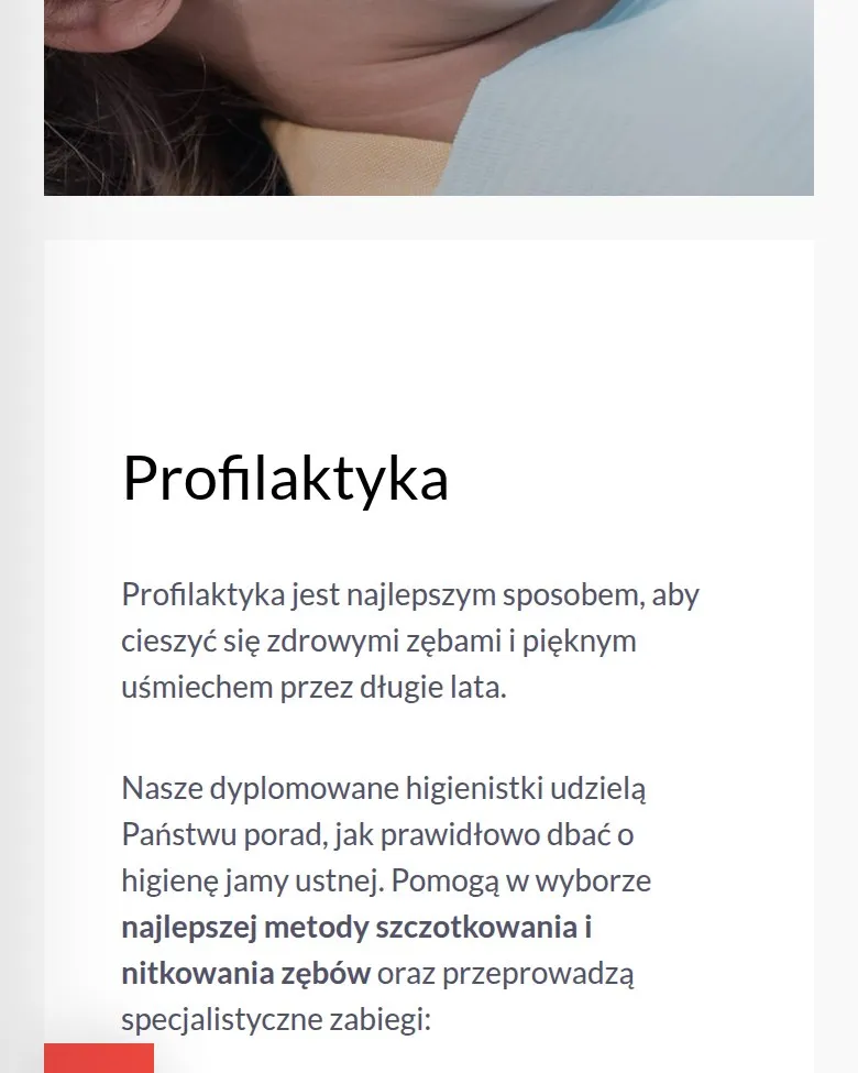 Podstrona Profilaktyka na telefonie