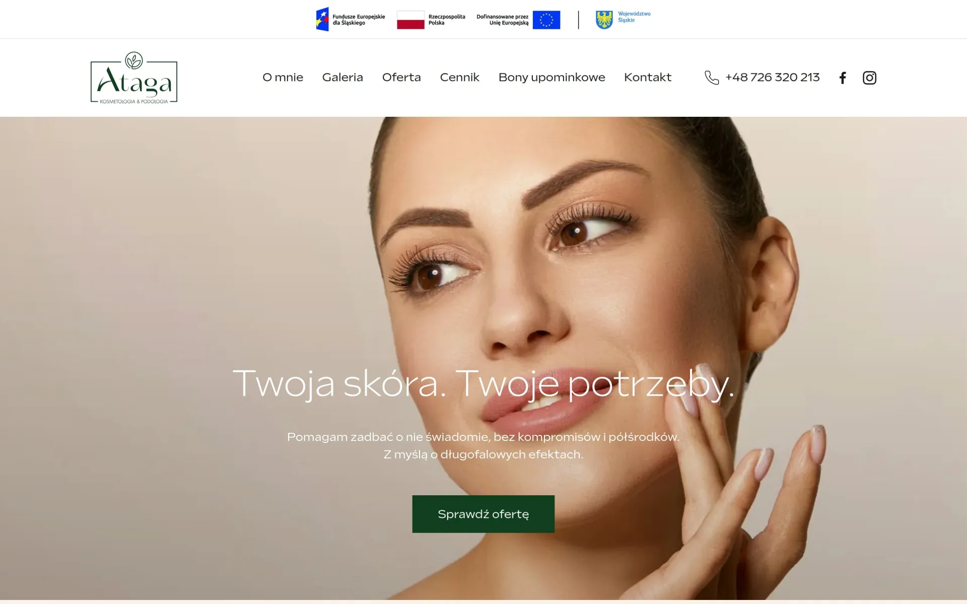 Przewijanie strony głównej atagagabinet.pl na komputerze