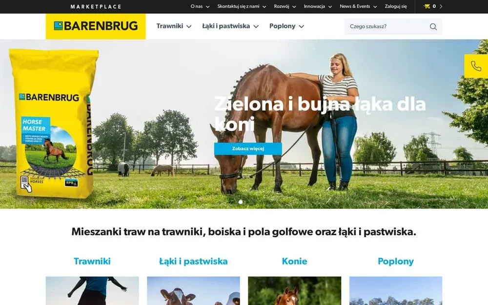 Strona główna marketplace’u barenbrug.pl na komputerze