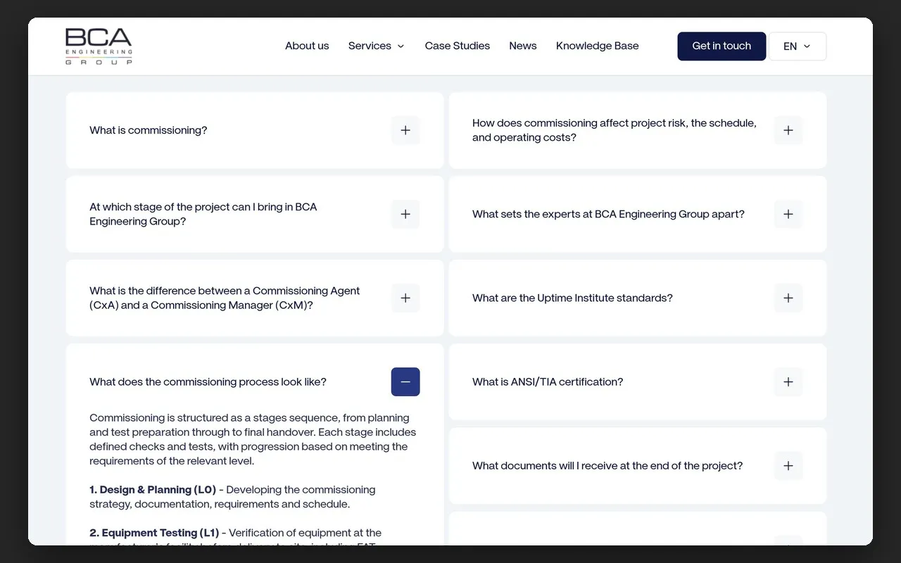 Rozwinięte pytanie w sekcji FAQ bazy wiedzy na bcagroup.eu