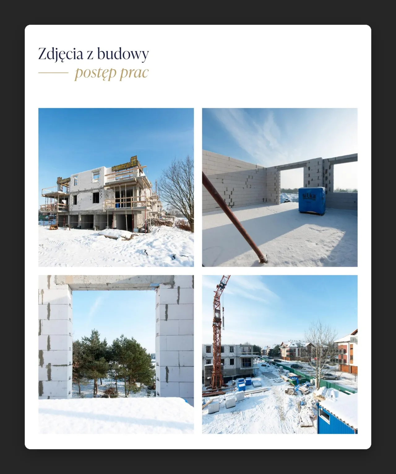 Sekcja „Zdjęcia z budowy – postęp prac” na podstronie galerii