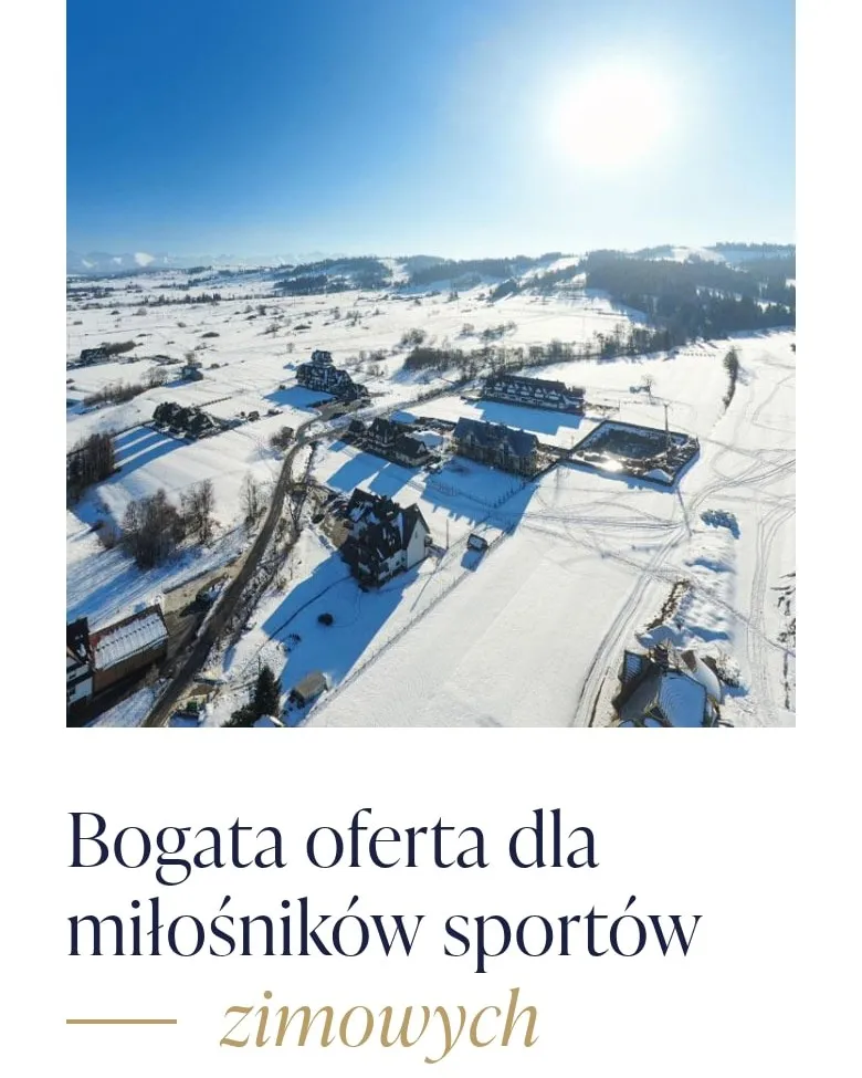 Sekcja o sportach zimowych z widokiem z drona na telefonie