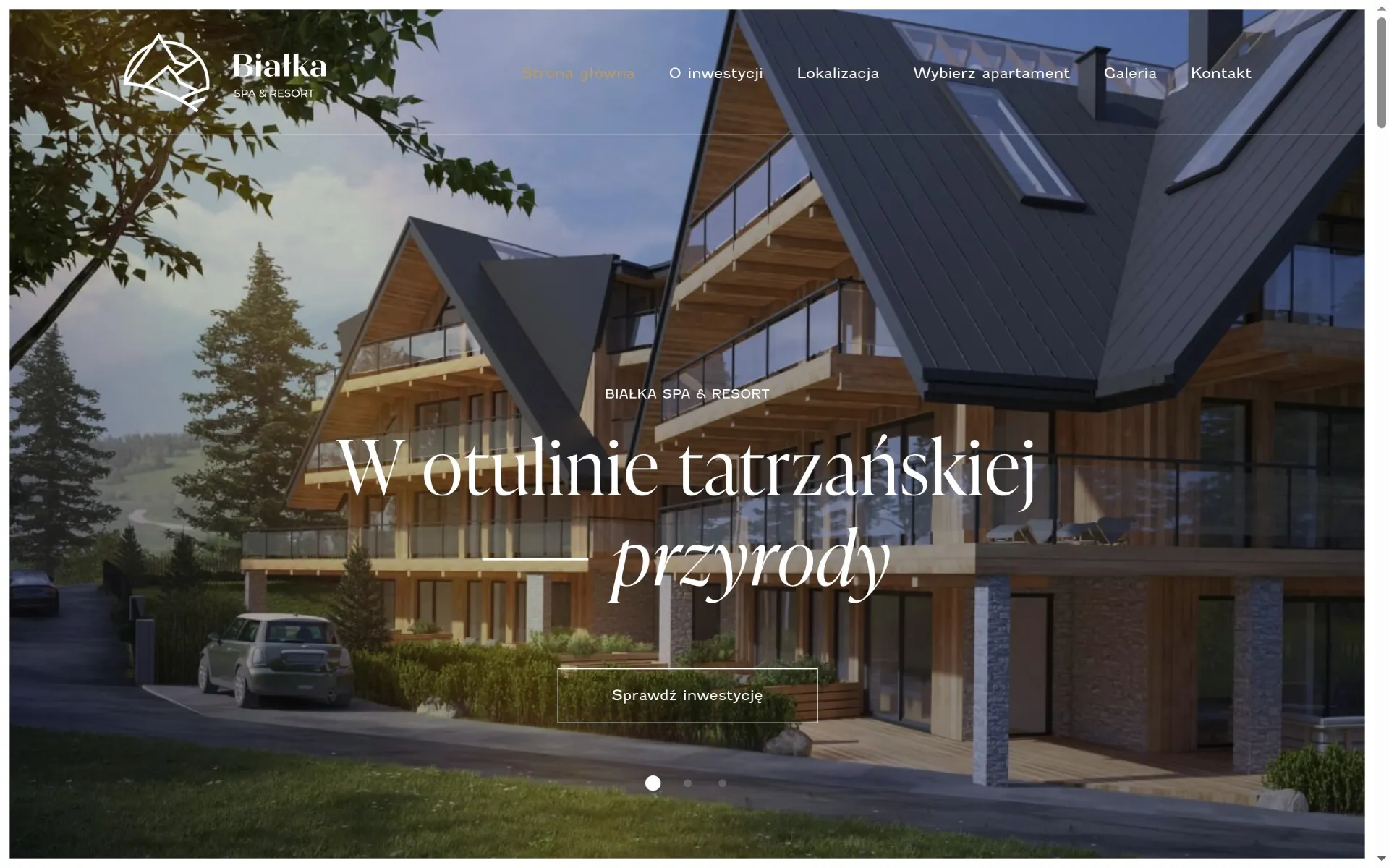 Przewijanie strony głównej Białka SPA & Resort na komputerze