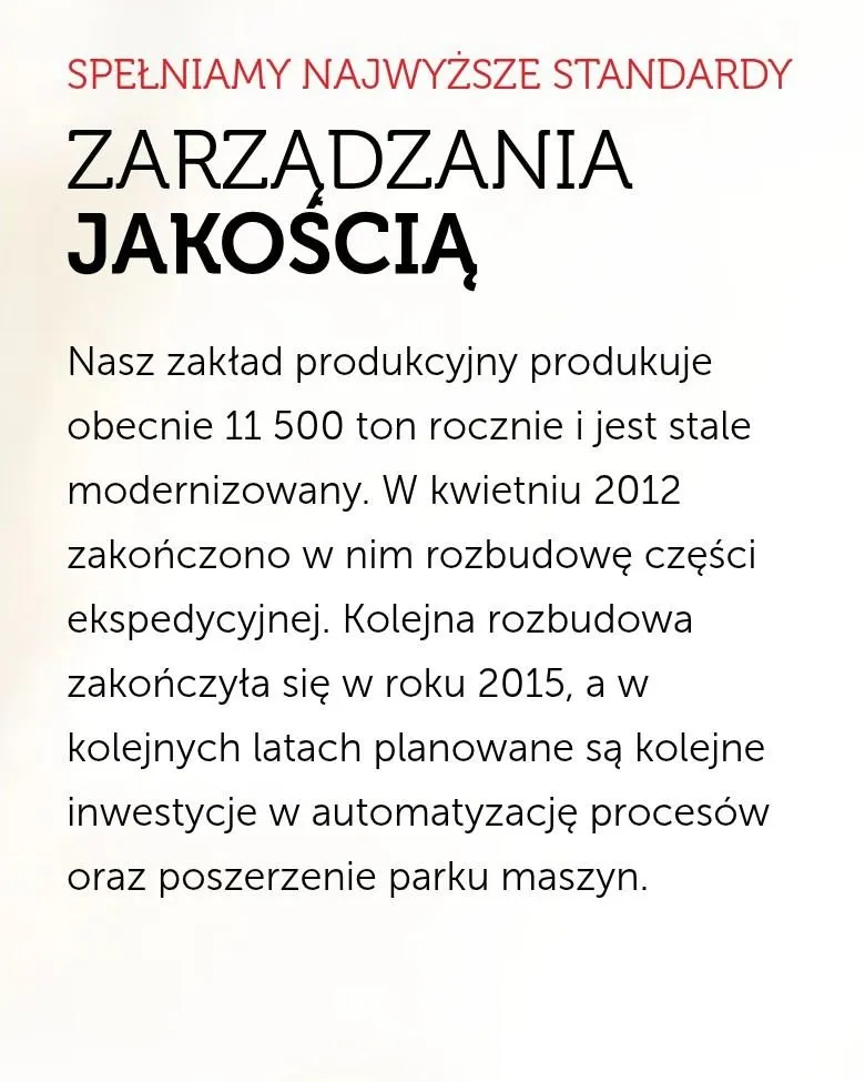 Sekcja o zarządzaniu jakością na telefonie