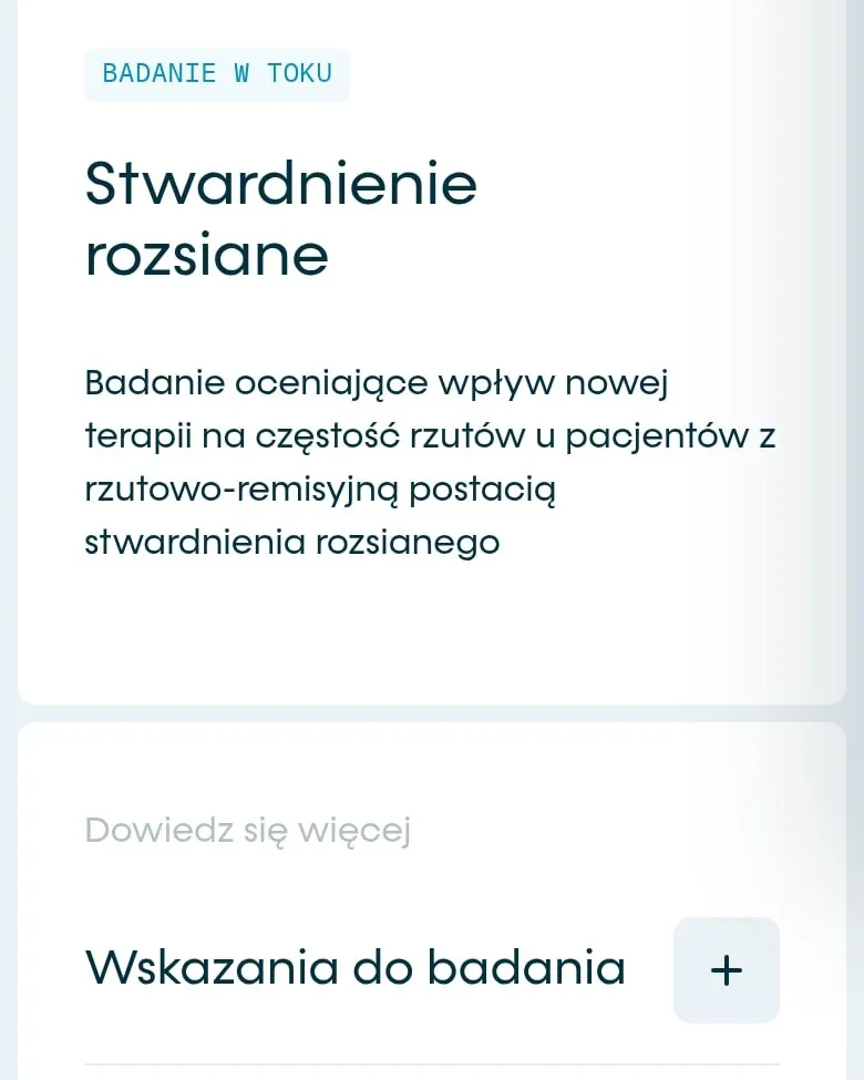 Karta badania klinicznego ze statusem na telefonie