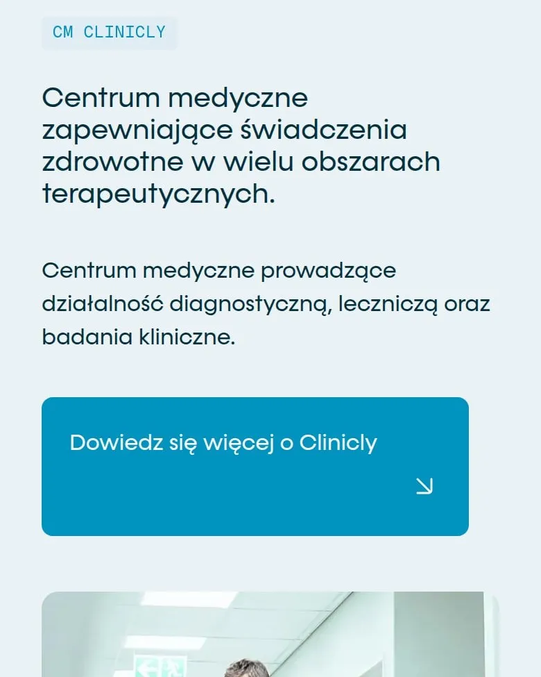 Sekcja Centrum medyczne i ośrodek badań klinicznych na telefonie
