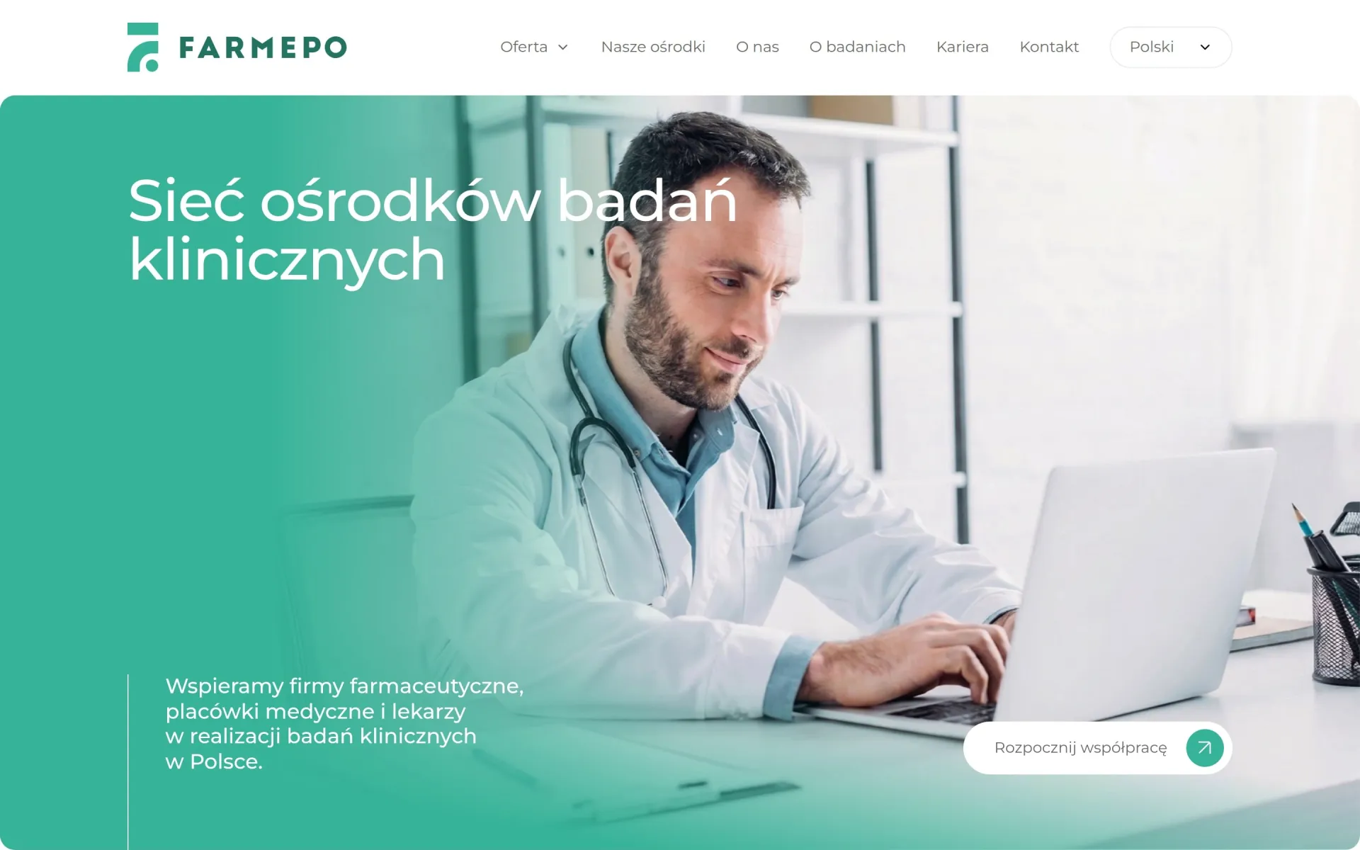 Przewijanie strony głównej farmepo.com na komputerze