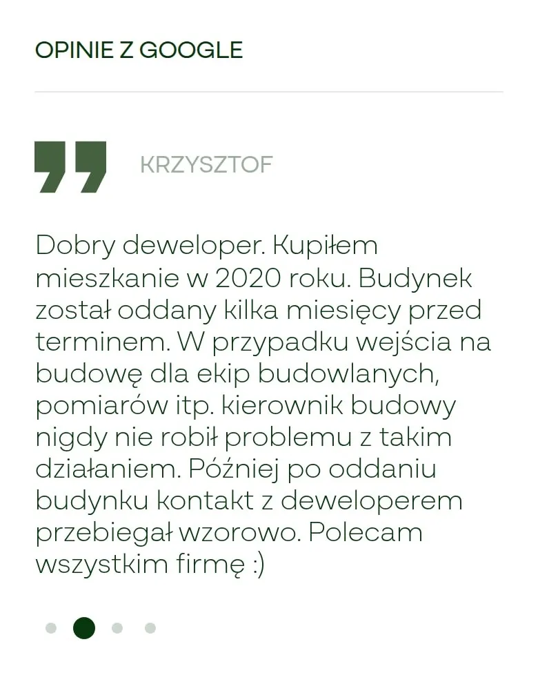 Sekcja „Opinie z Google” na stronie głównej forpoz.pl na telefonie