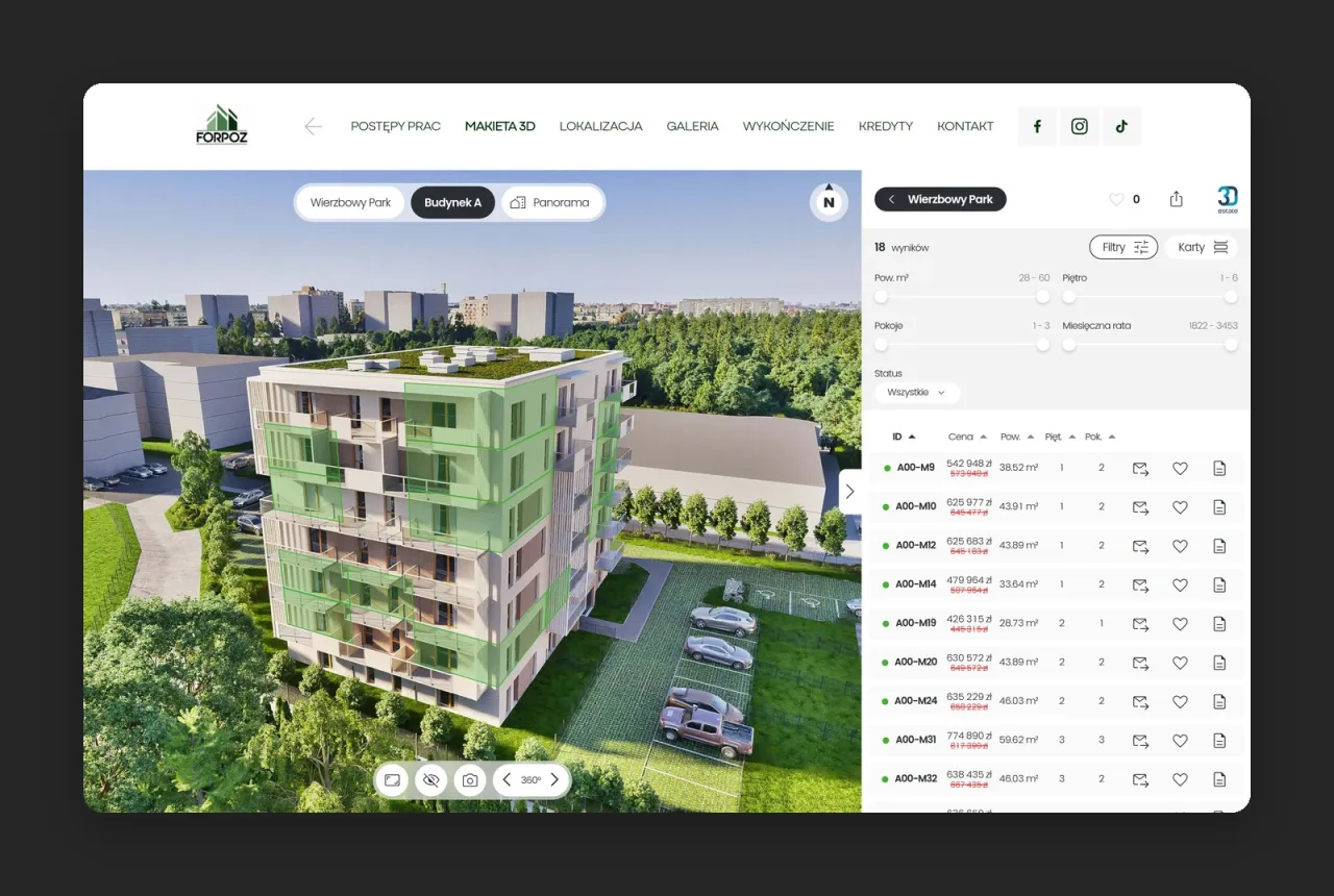 Podstrona Makieta 3D na forpoz.pl z osadzoną makietą osiedla zewnętrznego dostawcy