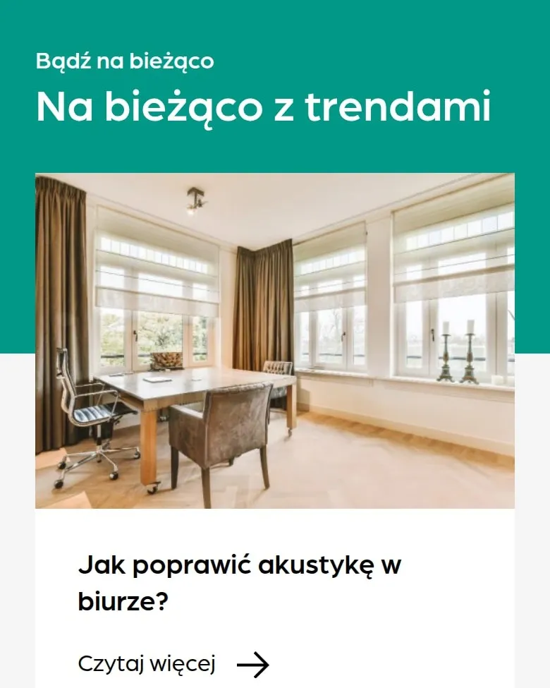 Sekcja bloga „Na bieżąco z trendami” na stronie głównej familyrollo.pl na telefonie
