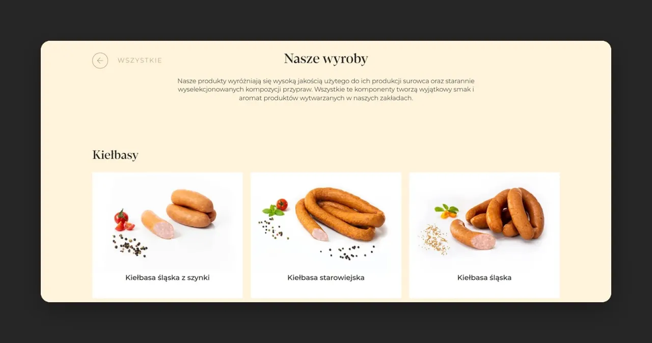 Kategoria Kiełbasy na haga.com.pl: lista wyrobów ze zdjęciami