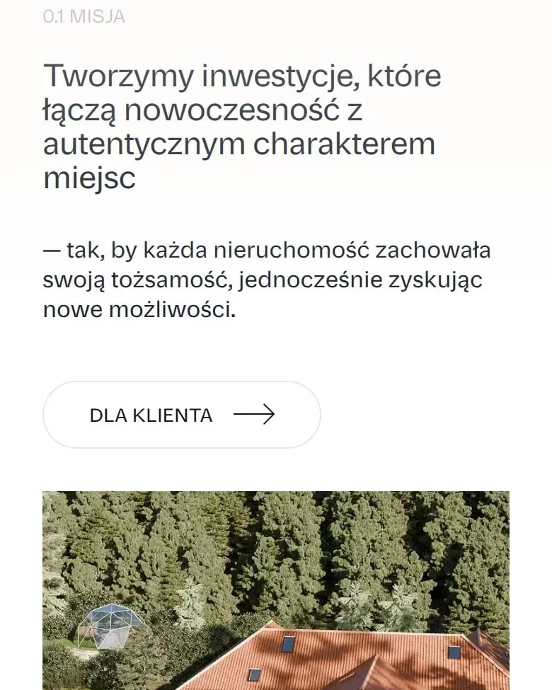Sekcja „0.1 Misja” na stronie głównej HOBU na telefonie