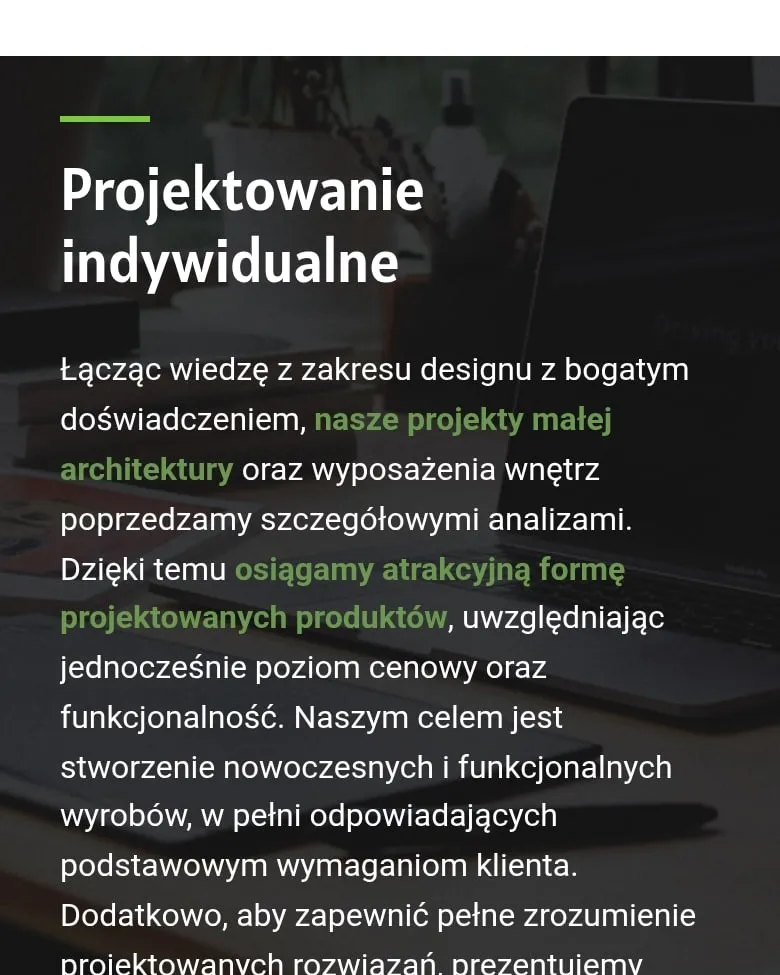 Sekcja „Projektowanie indywidualne” na telefonie