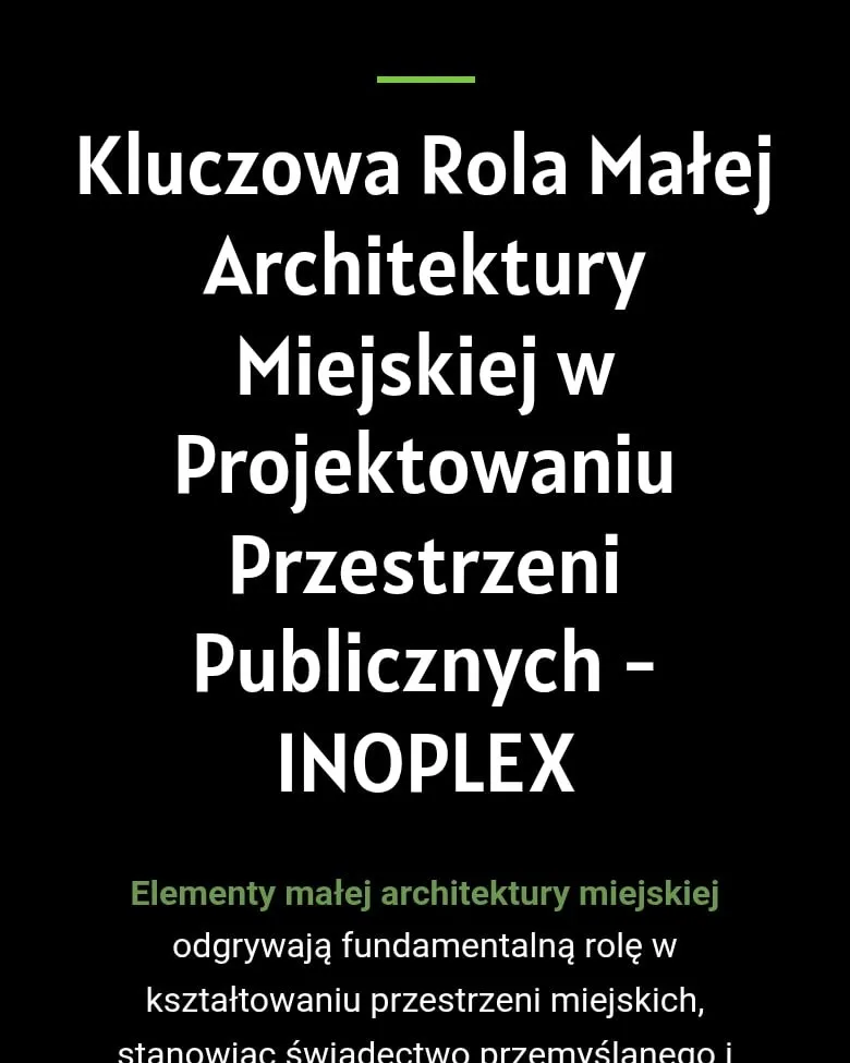 Sekcja o roli małej architektury na stronie „O nas” na telefonie