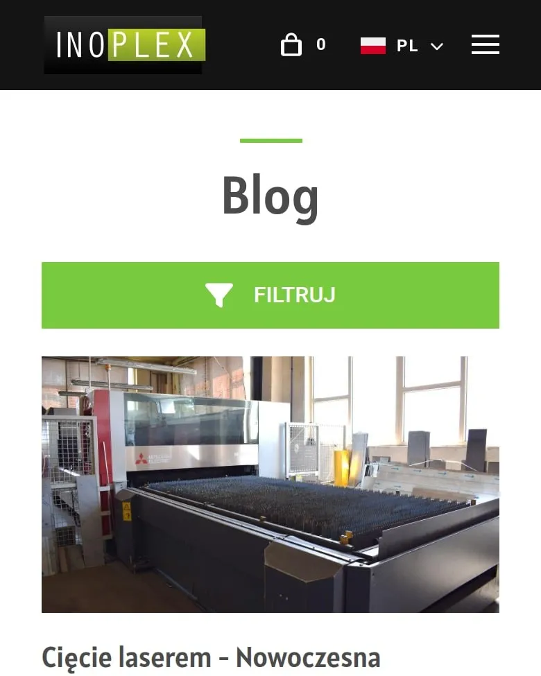 Blog Inoplex z filtrem wpisów na telefonie