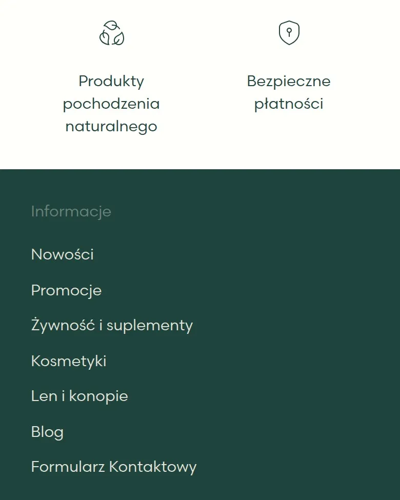 Stopka sklepu IWNiRZ z menu „Informacje” i „Zamówienia” na telefonie