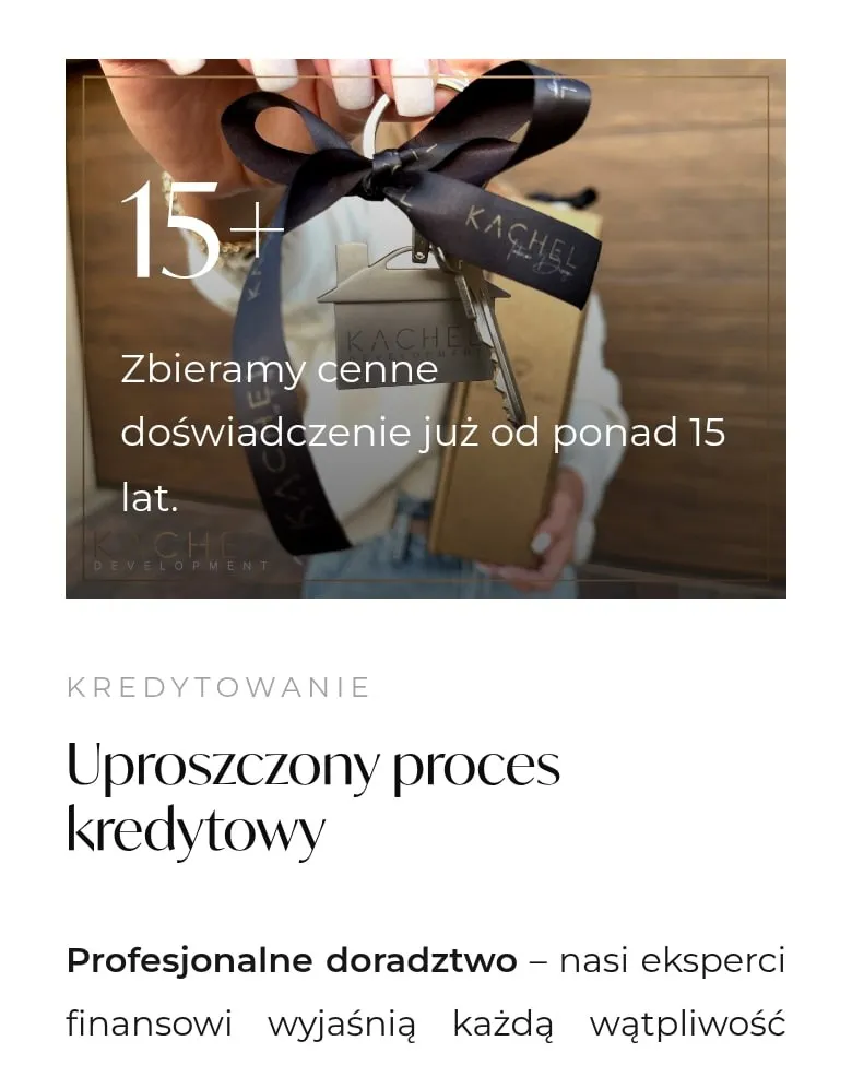 Podstrona „Kredytowanie” KACHEL Development na telefonie
