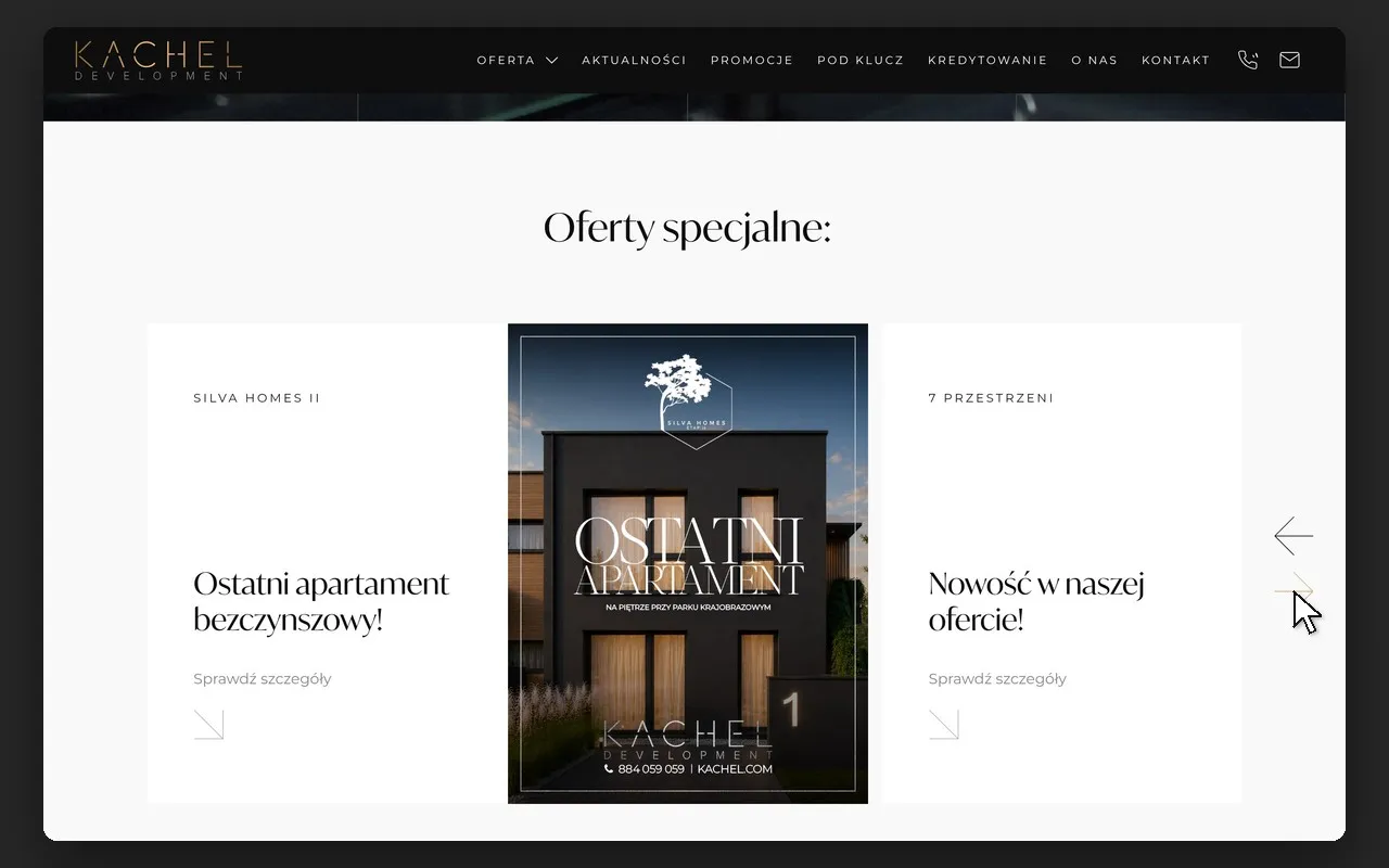 Slider „Oferty specjalne” na stronie głównej kachel.com