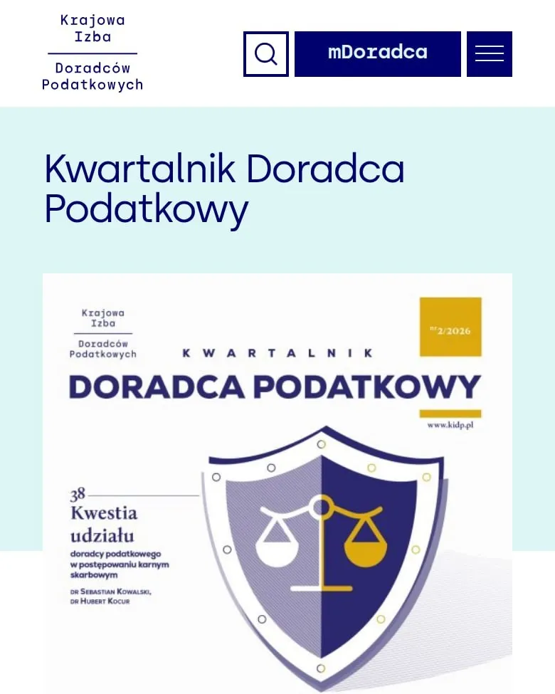 Podstrona Kwartalnika Doradca Podatkowy na telefonie