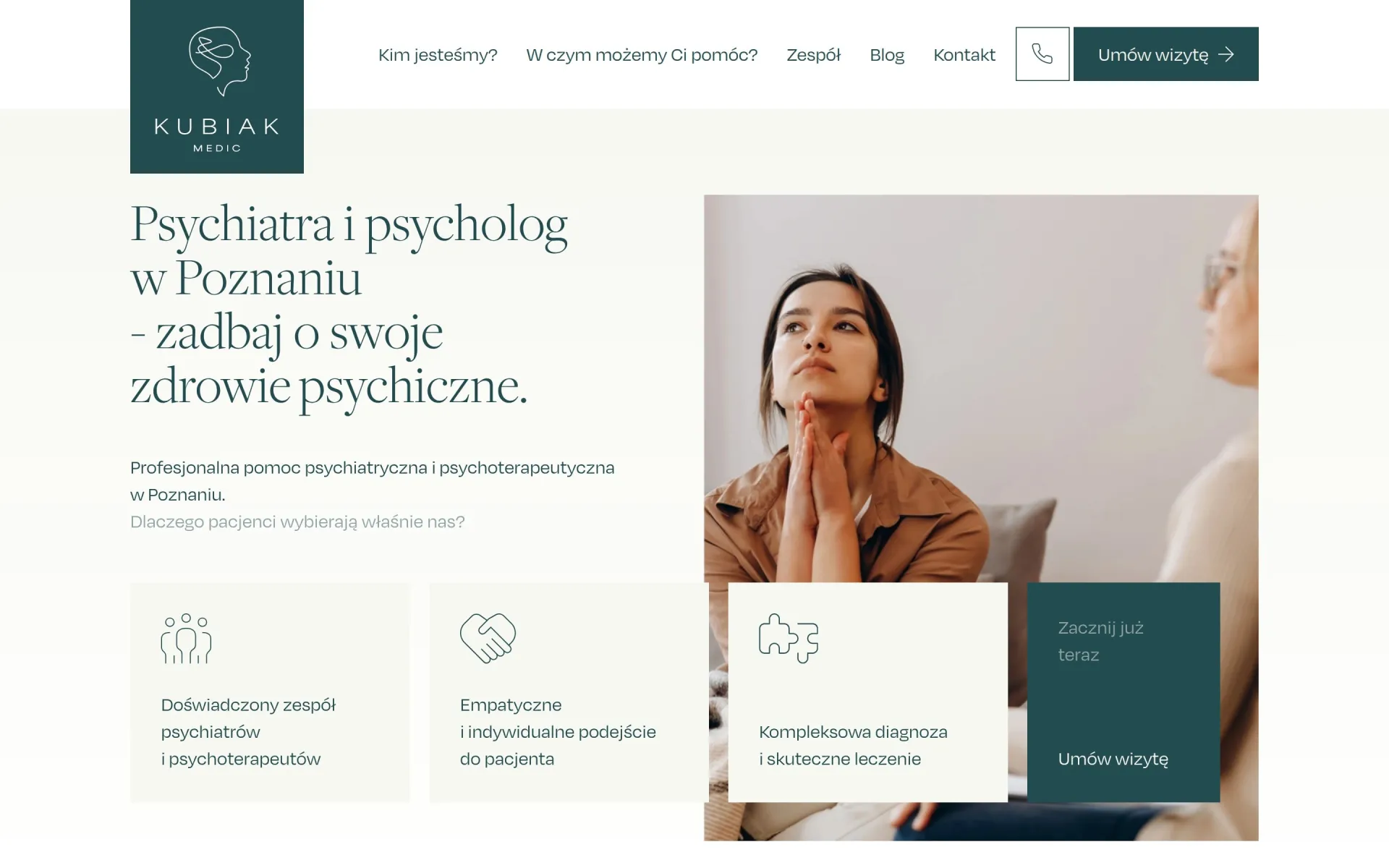Przewijanie strony głównej kubiakmedic.pl na komputerze