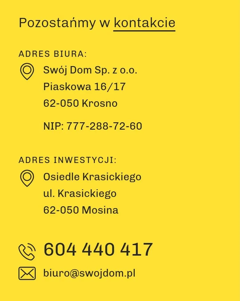 Dane kontaktowe biura sprzedaży Osiedla Krasickiego na telefonie