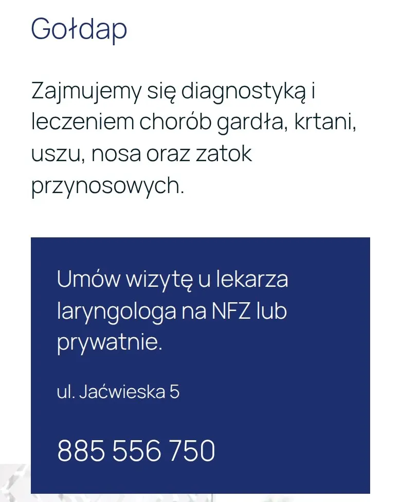 Karta przychodni Larmedical w Gołdapi na telefonie