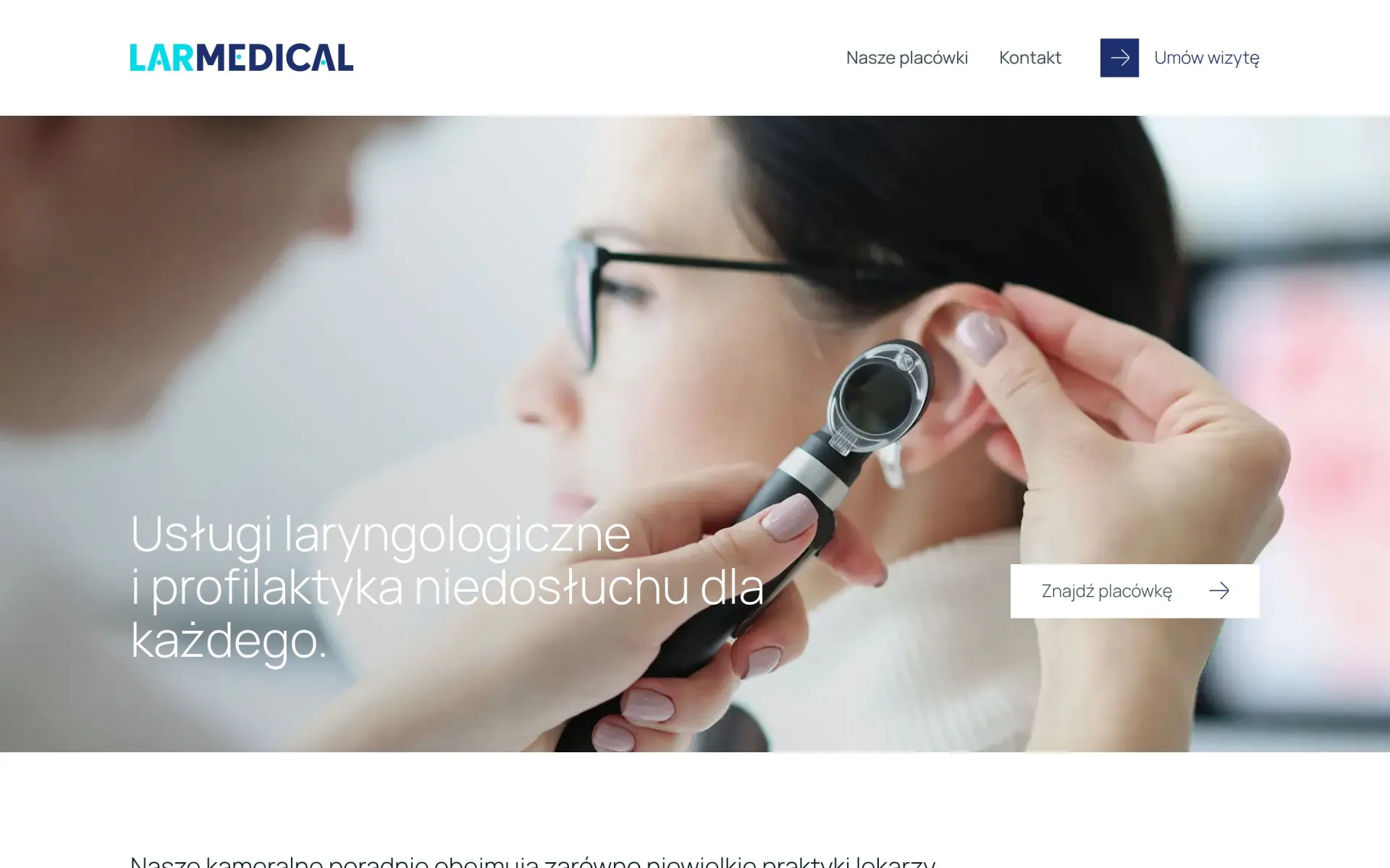 Przewijanie strony głównej larmedical.pl na komputerze