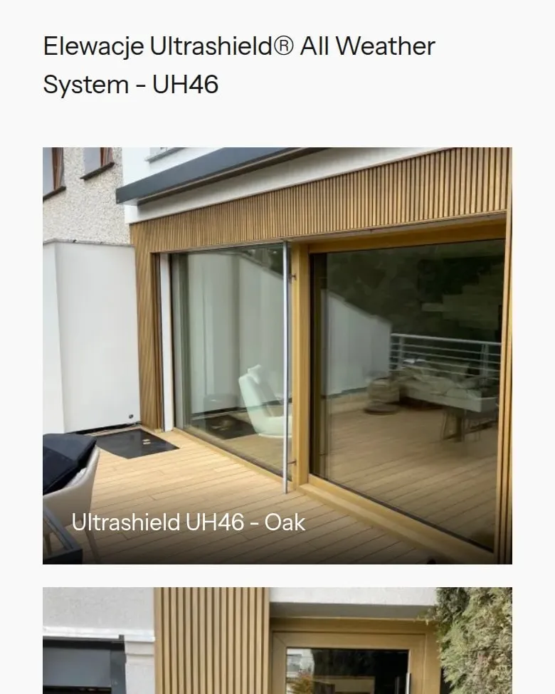 Realizacja elewacji Ultrashield® UH46 w kolorze Oak na stronie „Realizacje” na telefonie