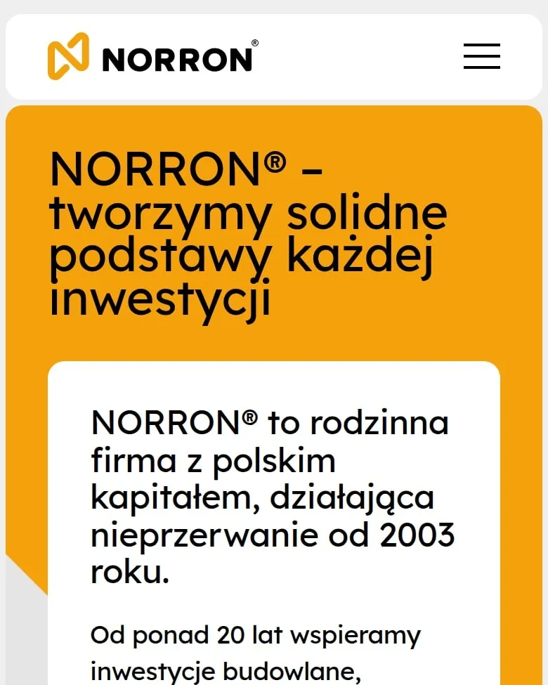 Strona „Poznaj NORRON®” na telefonie