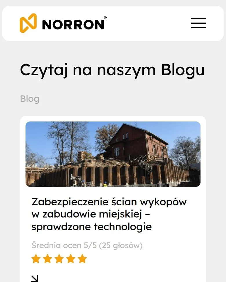 Blog NORRON z ocenami wpisów na telefonie