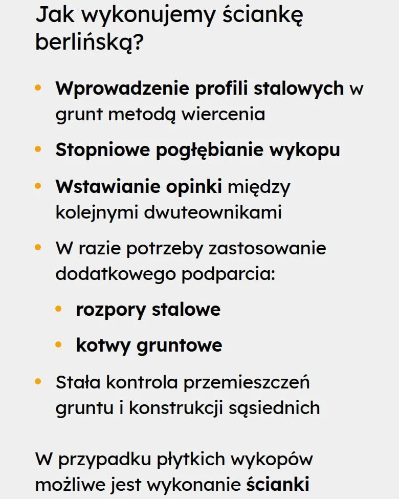 Kroki wykonania ścianki berlińskiej na podstronie technologii, wersja mobilna