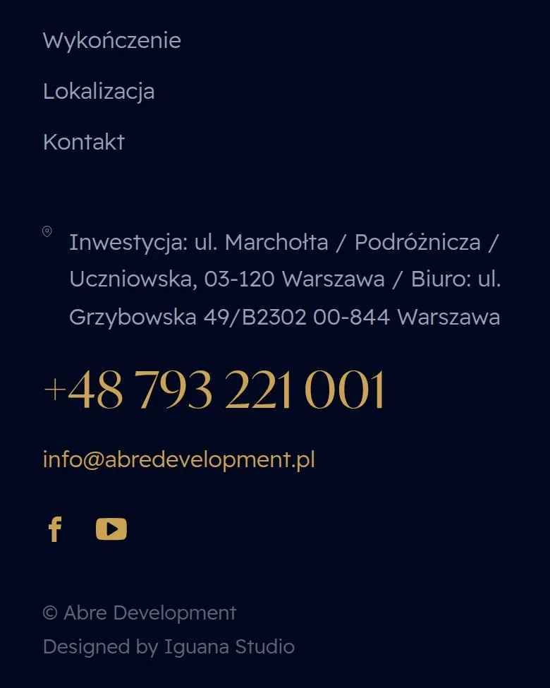 Stopka z adresem inwestycji i danymi kontaktowymi na telefonie