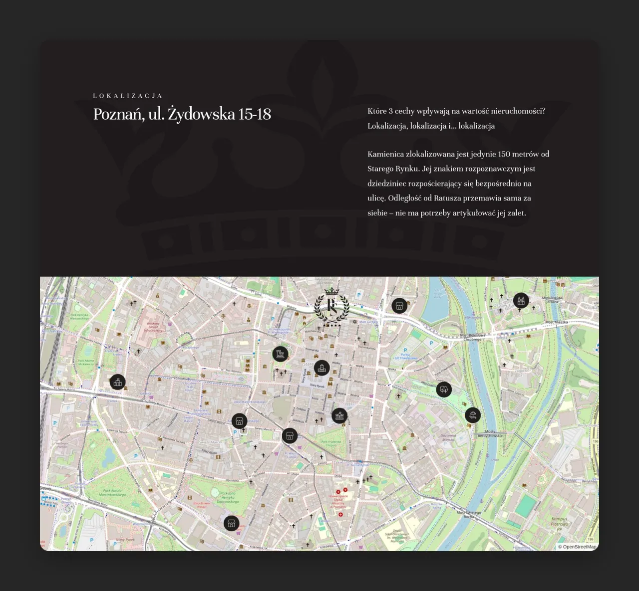 Podstrona Lokalizacja Projekt Staromiejski z adresem i mapą Starego Miasta w Poznaniu