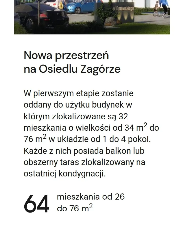 Sekcja „Nowa przestrzeń na Osiedlu Zagórze” na telefonie
