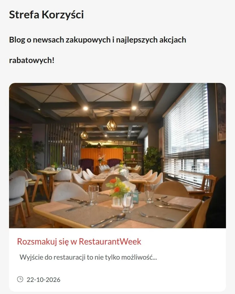 Blog „Strefa Korzyści” na rabatio.com na telefonie