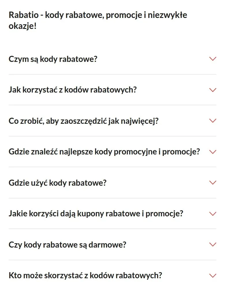 Pytania i odpowiedzi o kodach rabatowych na stronie głównej rabatio.com