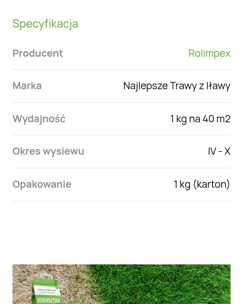 Specyfikacja mieszanki renowacyjnej: producent, marka, wydajność, okres wysiewu i opakowanie