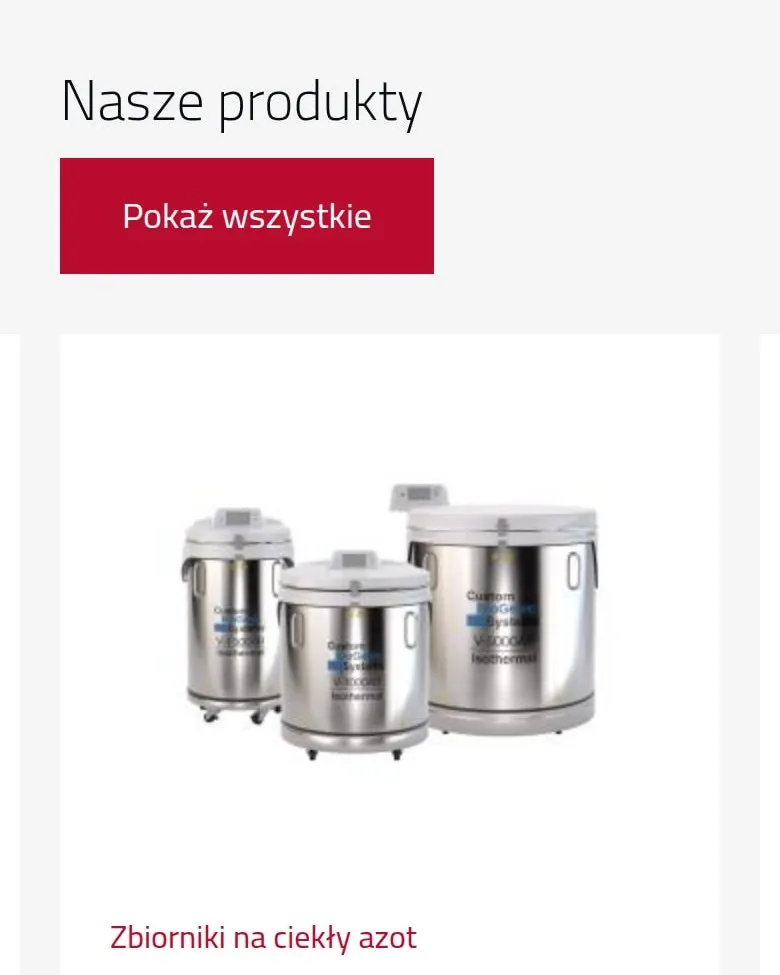 Karuzela „Nasze produkty” na stronie głównej na telefonie