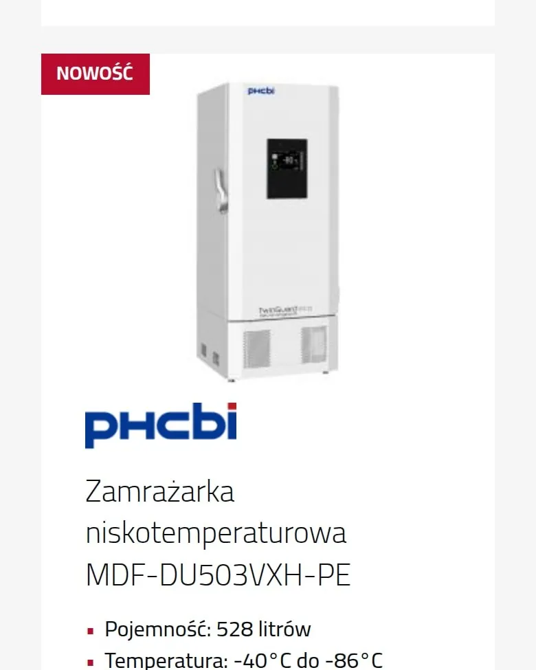 Karta zamrażarki na liście produktów na telefonie